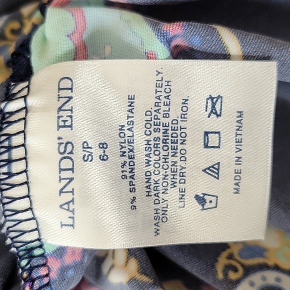 Lands' End Navy Paisley Adjustable Tunic Swim Rash Guard Top Size Small - Picture 6 of 6